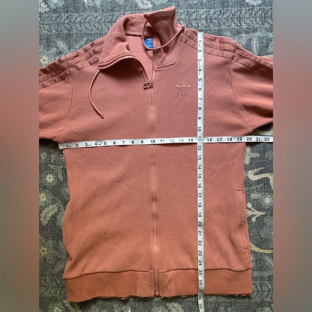 Adidas Womens Raw Pink Short Sleeve Full Zip Waffle Knit Track Top - Picture 3 of 6